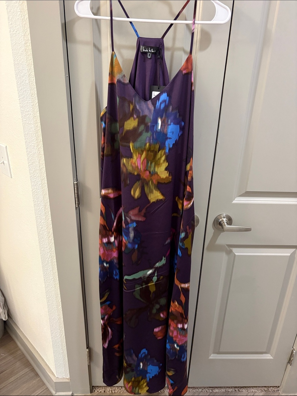 Nicole Miller Purple Floral Maxi Dress